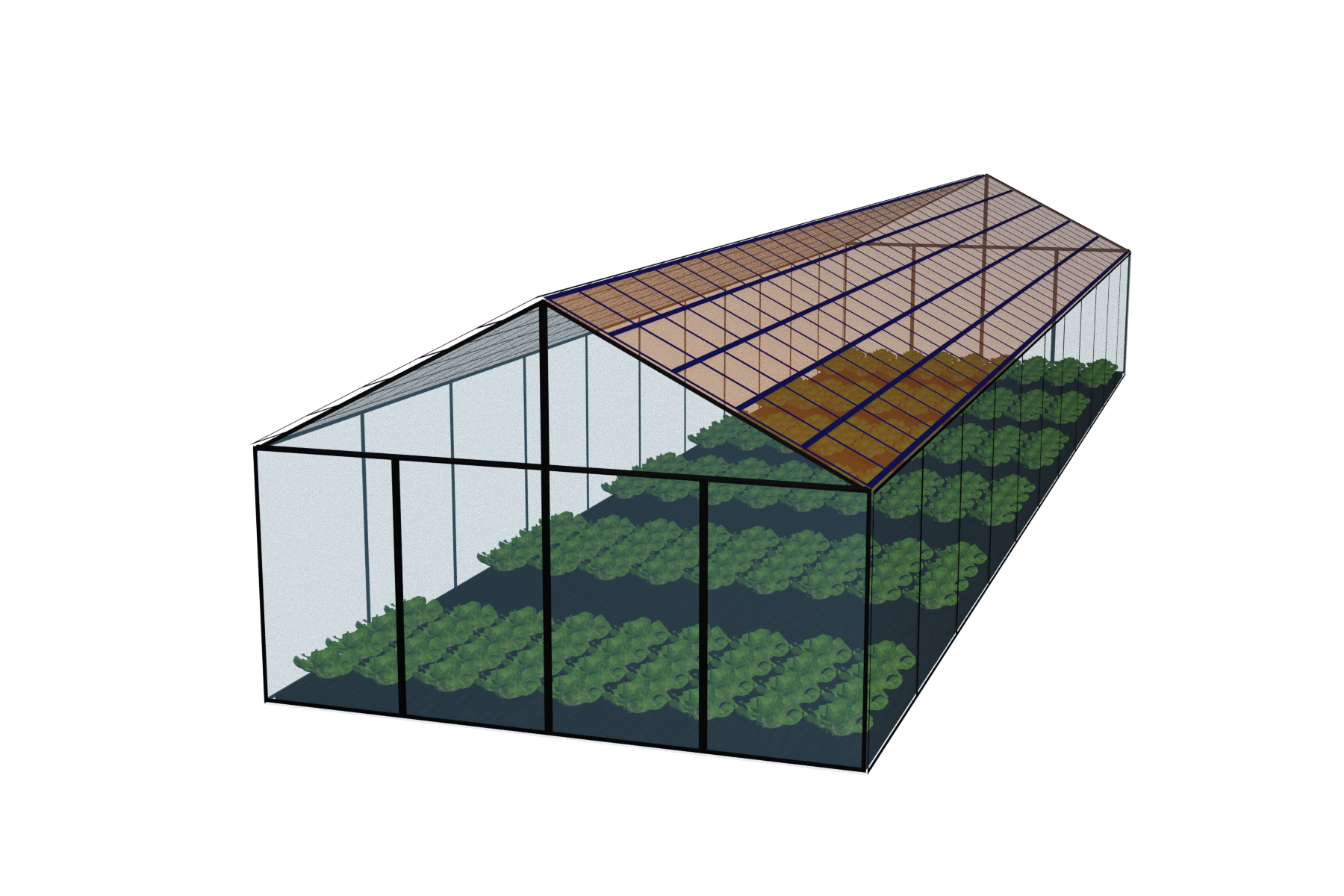 A luminescent solar concentrator greenhouse schematic